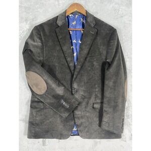 Chaps Blazer Mens 44 Gray Corduroy Elbow Patch Dog Lined‎ Classic Preppy Career